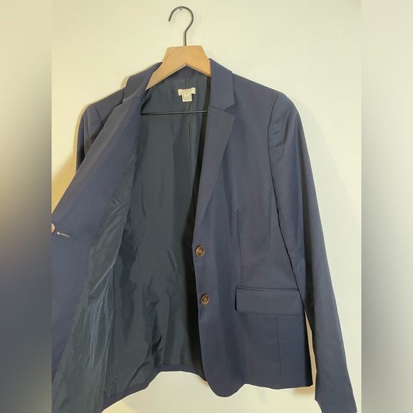 J Crew Womens Navy Blue Wool Blend 2 Button Blazer Size 8 Preppy Business Casual - Picture 3 of 10
